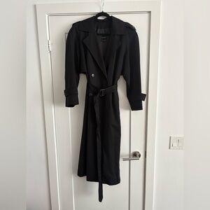 Classic Black Trench Coat with Belt - Women